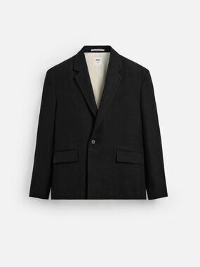 ZARA LIMITED EDITION BLACK LINEN-COTTON SUIT JACKET SZ 38R